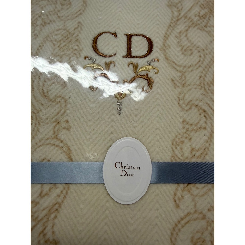 Christian Dior Winter Sheet 100% Cotton Cream Beige CD Logo 140x240cm NIB‎